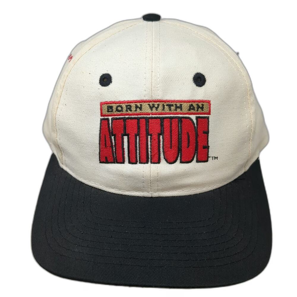 Sportcap Snapback Hat Beige One Size Born With An Attitude Two Tone Black Red